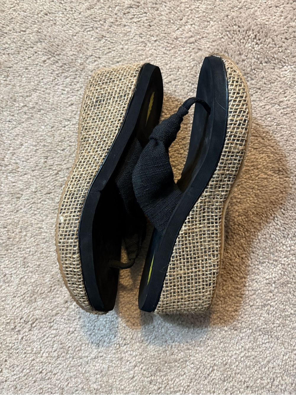 Volatile Black Woven Espadrille Wedge Sandals Size 8
